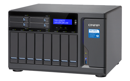 Сетевое хранилище без дисков SMB QNAP TVS-1282T3-i7-64G NAS 8 tray 3,5", 4 tray 2,5", 2 x M.2 slots, 3 HDMI, 2 x 10 GbE BASE-T, 4 x ports