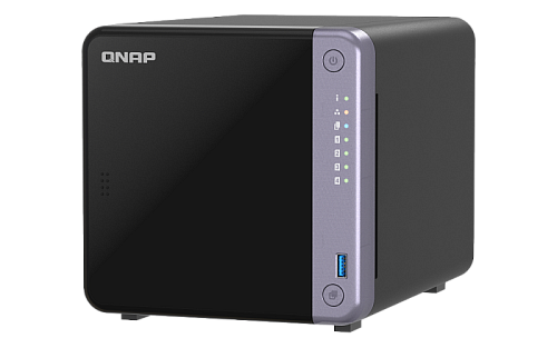 система хранения данных QNAP SMB QC 2GhzCPU/4Gb/upto 4HDD, up to 20 with TL-D1600S/SATA(3,5" 2,5")/ 2xUSB3.2/1xHDMI/1xExp.slot/2x2,5Gb 2x10Gb(SFP+)/iS