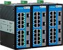 Неуправляемый промышленный Gigabit Ethernet коммутатор, 16 x 100M RJ45 PoE, 4 x 1G SFP, общий PoE бюджет 200W, питание 2 x 48VDC, монтаж на DIN-рейку
