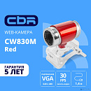CBR CW 830M Red, Веб-камера с матрицей 0,3 МП, разрешение видео 640х480, USB 2.0, встроенный микрофон, ручная фокусировка, крепление на мониторе, длин