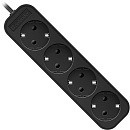 Defender Удлинитель M418 1.8 м, 4 розетки, черный [99325],с заземлением