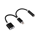 Cablexpert Переходник USB, Lightning M/Jack3.5F+ Lightning F (с доп питанием), черный (CCA-LM3.5F-02)