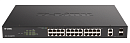 Коммутатор D-Link Настраиваемый L2 PoE-коммутатор, 24х1000Base-T PoE (4 порта 802.3bt 90 Вт), 2xCombo 1000Base-T/SFP, PoE-бюджет 525 Вт
