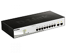 Коммутатор D-Link Управляемый L2 коммутатор, 8x1000Base-T, 2x1000Base-X SFP, защита от статического электричества до 6 кВ, CLI