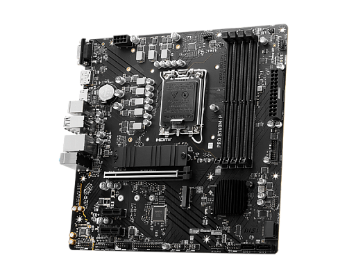 Материнская плата MSI PRO B760M-P DDR5 Socket1700, Intel B760, 4xDDR5, PCI-Ex16, 4SATA3, 7.1-ch, GLAN, 3 USB 3.2, 1 USB Type-C, VGA, HDMI, DP, mATX, R