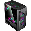 Компьютерный корпус, без блока питания ATX/ Gamemax Revolt ATX case, black, w/o PSU, w/1xUSB3.0+1xUSB2.0, w/3x12cm ARGB GMX-FN12-Rainbow-T front