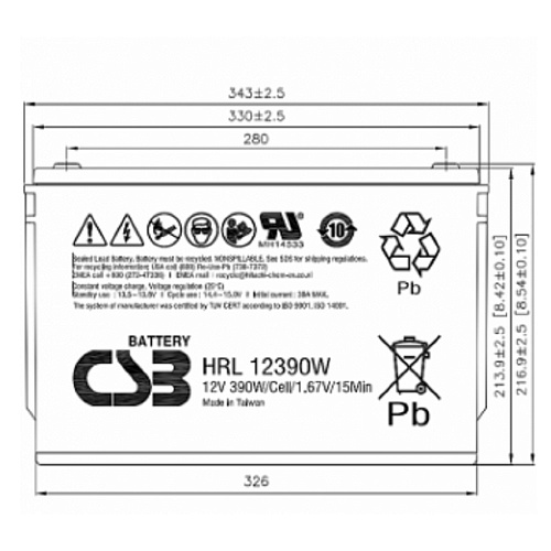 CSB Батарея HRL12390W FR