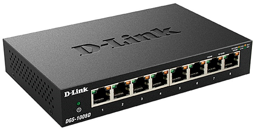 Коммутатор D-LINK DGS-1008D/J3B, L2 Unmanaged Switch with 8 10/100/1000Base-T ports.8K Mac address, Auto-sensing, 802.3x Flow Control, Stand-alone, Auto MDI/MDI-