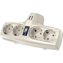 Сетевой фильтр ZIS Company Pilot T USB, 4 розетки с заземлением, 15A, 3300Вт, 2 USB разъема для зарядки, цвет белый (потёртости)