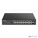 D-Link DGS-1100-18PV2/A3A Настраиваемый L2 коммутатор с 16 портами 10/100/1000Base-T и 2 комбо-портами 1000Base-T/SFP (16 портов PoE 802.3af/at, PoE-б