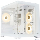 Case HSPD F330, Panoramic Mini-tower, White, TG, 0.5 SPCC, 3x120mm ARGB (FN027) mATX, mITX 160/400/200mm 1x2.5", 2x3.5", 4xPCI 1xUSB-C 3.0, 2xUSB-A1.0