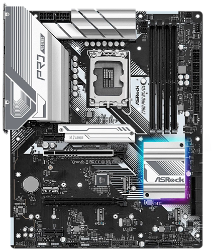 ASROCK Z790 PRO RS/D4, LGA1700, Z790, 4*DDR4, 8*SATA, 4*M.2, 3*USB 3.2, 4*USB 2.0, Type-C, 2*PCIx16, 2*PCIx1, 1*M.2 (Key E), HDMI+DP, ATX