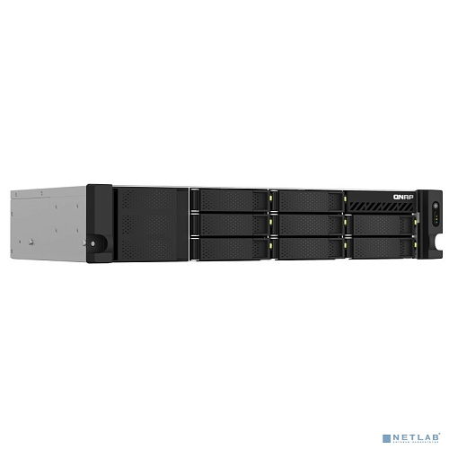 Сетевое хранилище без дисков/ SMB QNAP TS-873AeU-RP-4G NAS 8 HDD trays, 2x 2.5 GbE. 64-bit 4-core AMD V1500B 2,2 GHz, 4 GB. RAM (1*4 GB) up to 32GB (2
