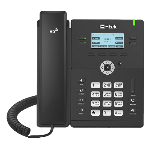 IP-телефон Hitek Гигабитный , до 4 SIP-аккаунтов, монохромный ЖКД 2.8" 192*64 пикс. с подсветкой, HD-звук, 8 прогр. клав., BLF/BLA, PoE, БП в комплекте