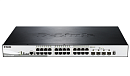 Коммутатор D-Link PROJ Настраиваемый L2+ стекируемый PoE-коммутатор, 24x1000Base-T PoE, 4x10GBase-X SFP+, PoE-бюджет 370 Вт, CLI, консольный порт RJ-4