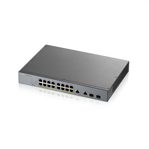 Коммутатор Zyxel Networks Smart L2 PoE+ для IP-видеокамер Zyxel NebulaFlex Pro GS1350-18HP, rack 19", 16xGE PoE+, 2xCombo (SFP/RJ-45), бюджет PoE 250 Вт, питание до