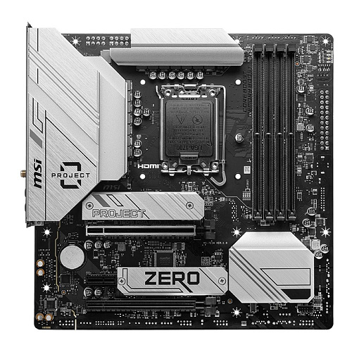 Материнская плата MSI B760M PROJECT ZERO B760, LGA1700, 4*DDR5, 2*PCIEx16, 1*PCIEx1, 2*M.2, 2*TypeC, 3*USB3.2Gen2, 2*USB3.2Gen1, 8*USB2.0, 4*SATA3.0,