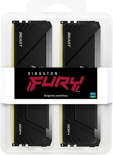 Память оперативная/ Kingston 16GB 3733MT/s DDR4 CL19 DIMM (Kit of 2) FURY Beast RGB