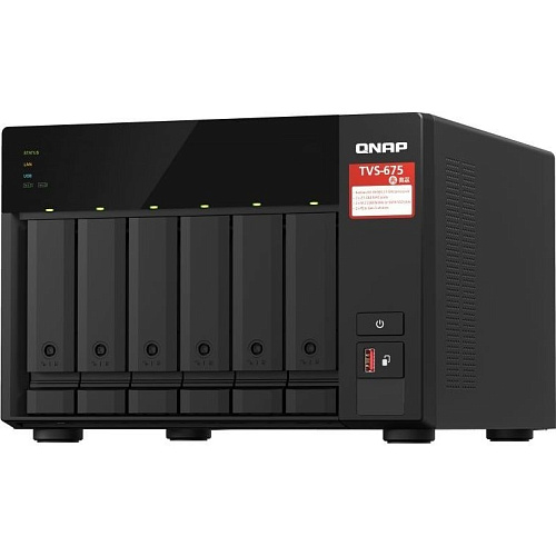qnap tvs-675-8g сетевое хранилище без дисков smb nas, 6-tray w/o hdd, 2xm.2 ssd slot, 1xhdmi-port. cpu 8-core 64-bit x86 kx-u6580 2.5 ghz , 8gb ddr4 (
