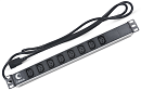 Блок розеток Cabeus PDU-8I-2IEC Блок розеток для 19" шкафов, гор., 8 розеток IEC 320 C13, 10 A, без выключателя, алюм. корпус, шнур 2 м, вилка IEC 320