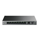 Коммутатор TP-Link LS1210GP, Настольный с 9 гигабитными портами RJ45 (8 портов PoE+) и портом SFP, 802.3af/at, бюджет PoE — 61 Вт, до 250 метров