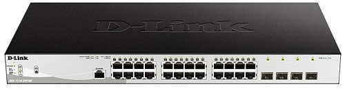Коммутатор D-Link SMB D-Link DGS-1210-28P/ME/B2A Управляемый L2 с 24 портами 10/100/1000Base-T и 4 портами 1000Base-X SFP (24 порта PoE 802.3af/at, PoE-бюджет 19