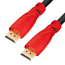 GCR Кабель HDMI 1.4, 1.5m, красные коннекторы, 30/30 AWG, позол контакты, FullHD, Ethernet 10.2 Гбит/с, 3D, 4K, экран (HM300)
