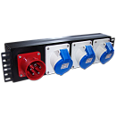 Блок розеток Блок розеток 19", 3-фазный без выключателя, 32A / 380V,1х3 IEC309, без шнура питания, разъем IEC309