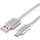 Кабель USB 2.0 Cablexpert CC-U-mUSB01S-3M, AM/microB, серия Ultra, длина 3м, серебристый, блистер