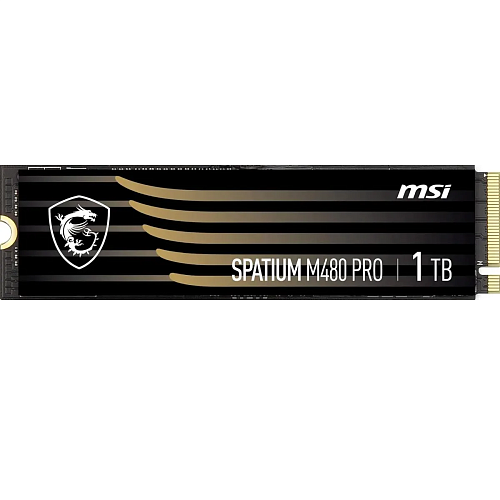 Твердотельный накопитель MSI SSD SPATIUM M480 Pro, 1000GB, M.2(22x80mm), NVMe, PCIe 4.0 x4, 3D TLC, R/W 7400/6000, IOPs 750 000/1 000 000, DRAM