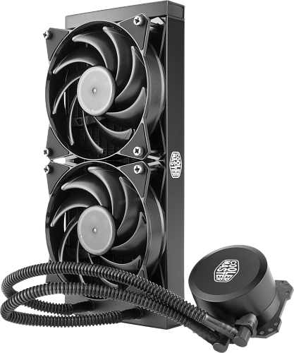 Система охлаждения/ Cooler Master MasterLiquid Lite 240 (200W, 240mm, fans: 2x120mm/66.7CFM/30dBa/2000rpm, 1200/115X/2066/2011-V3/2011/AM5/AM4/AM3