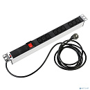 REM Блок розеток Rem-16 с выкл., 9 IEC 60320 C13, 16A, алюм., 19", шнур 3 м. (R-16-9C13-V-440-3)