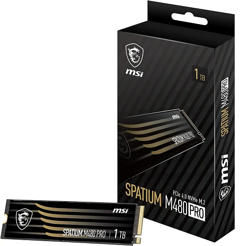 Твердотельный накопитель MSI SSD SPATIUM M480 Pro, 1000GB, M.2(22x80mm), NVMe, PCIe 4.0 x4, 3D TLC, R/W 7400/6000, IOPs 750 000/1 000 000, DRAM