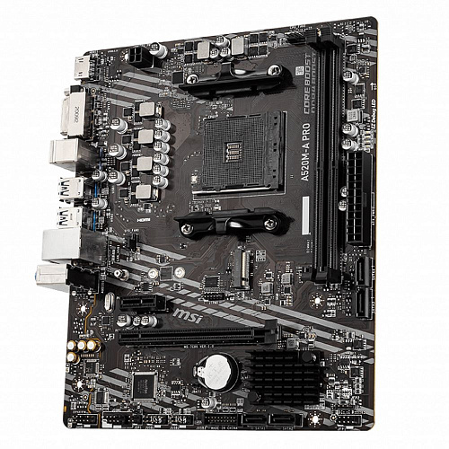Материнская плата MSI A520M-A PRO A520, AM4, 2*DDR4, 1*PCIEx16, 1*PCIEx1, 1*M.2, 6*USB3.2Gen1, 6*USB2.0, 4*SATA3.0, 1G, DVI, HDMI, M-ATX, RTL