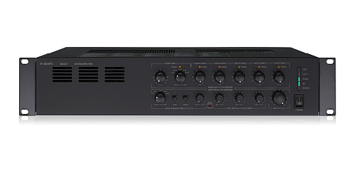 Усилитель APART (BIAMP) [MA247] 6-зонный, микширующий: 240Вт (4Ом/100В). 120Вт/8Ом.Вх.:4xEuroblock(3-pin); 3хRCA.1хприоритетный("сухие контакты").Вых.