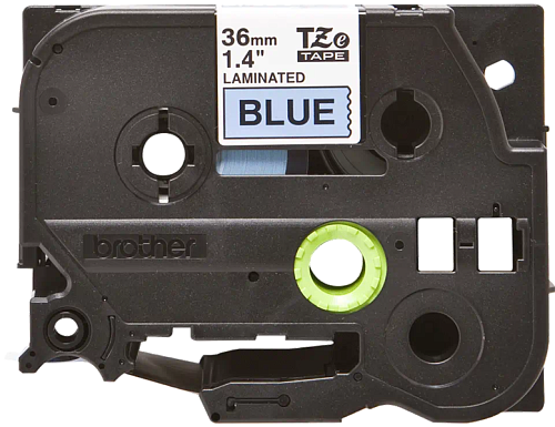 Brother TZe561: для печати наклеек черным на синем фоне, ширина: 36 мм.
