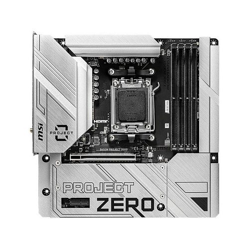 Материнская плата MSI B650M PROJECT ZERO B650, AM5, 4*DDR5, 1*PCIEx16, 1*PCIEx1, 2*M.2, 3*TypeC, 3*USB3.2Gen2, 4*USB3.2Gen1, 6*USB2.0, 4*SATA3.0, 2.5G