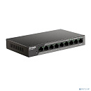 D-Link DSS-100E-9P/B1A Неуправляемый коммутатор с 8 портами 10/100Base-TX и 1 портом 10/100/1000Base-T (8 портов PoE 802.3af/at, PoE-бюджет 92 Вт, дал