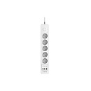 Harper Сетевой фильтр с USB зарядкой UCH-550 White (5 роз.,5м.,3 x USB 2.4A (max 3.4A), 4000W) {H00003206}