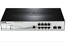 Коммутатор D-Link Управляемый L2 PoE-коммутатор, 8x1000Base-T PoE, 2x1000Base-X SFP, PoE-бюджет 78 Вт, защита от статического электричества до 6 кВ, C