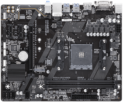 Gigabyte GA-A320M-H REV 3.0 AM4 AMD A320, 2xDDR4-2667, DVI-D+HDMI, 1xPCI-Ex16, 4xSATA3(RAID 0/1/10), 1xM.2, mATX