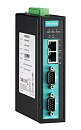 2-портовый усовершенствованный преобразователь RS-232/422/485 в Ethernet с расширенным диапазоном температур. С сертификатом IECEx.