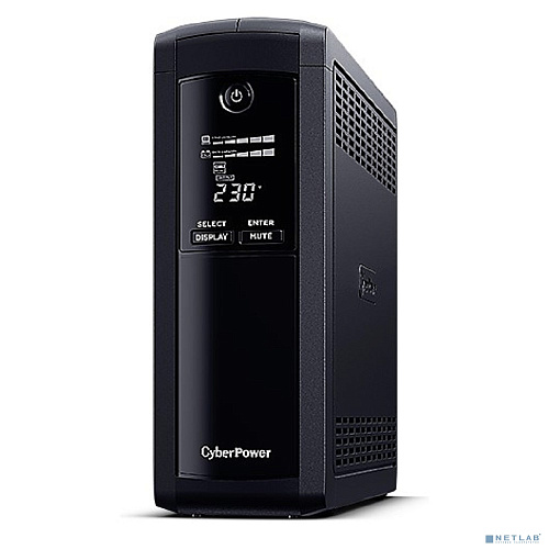 CyberPower VP1600ELCD ИБП {Line-Interactive, Tower, 1600VA/960W USB/RS-232/RJ11/45 (4 + 1 EURO), 12В/9 Ач х 2}