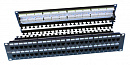 Hyperline PP3-19-48-8P8C-C6-110D Патч-панель 19'', 2U, 48 портов RJ-45, категория 6, Dual IDC, ROHS, цвет черный (задний кабельный организатор в компл