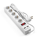 Exegate EX295491RUS Сетевой фильтр-удлинитель с USB зарядкой ExeGate SP-5-USB-1.8W (5 евророзеток с заземлением, 2 USB-A 2A, 1.8м, защита от перегрузк