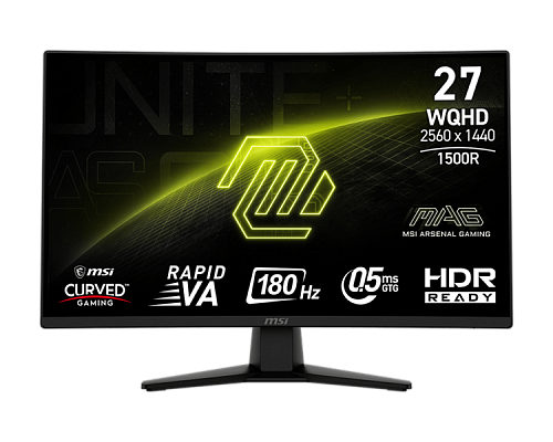 Монитор MSI MAG 274CQF 27" 16:9 WQHD(2560x1440) Rapid VA Curve 1500R, 0,5ms(GTG), 5000:1,100M:1,300nit,178/178,2xHDMI 2.0,1xDP 1.2, Tilt,VESA,180HZ,Bl