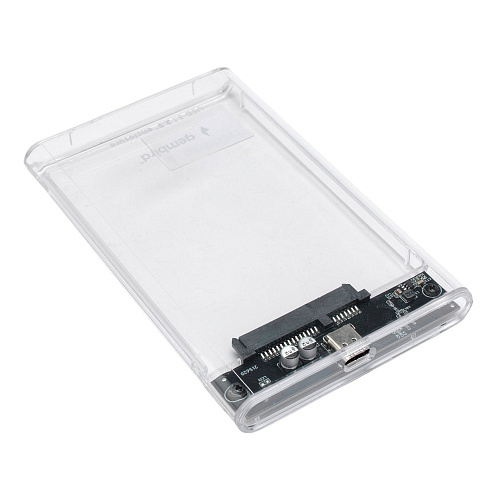 Корпус Gembird EE2-U3S-7 Внешний USB 3.0 для 2.5" HDD/SSD порт Type-С, SATA III, пластик, прозрачный