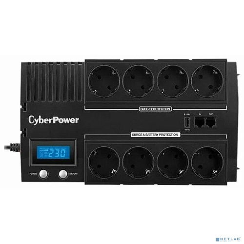CyberPower BR700ELCD ИБП {Line-Interactive, 700VA/420W USB/RJ11/45/USB charger A (4+4 EURO), 12В/7,2 Ач х 1}