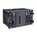 Модульный управляемый коммутатор 3 уровня с 4 встроенными слотами SFP+ 10GE, 2 слотами для установки 4-портовых модулей FE/GE (до 8 портов) и 2 слотам