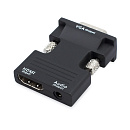 ORIENT C105, Адаптер HDMI F -> VGA 15M+Audio, для подкл.монитора/проектора к выходу HDMI, аудиокабель в комплекте, черный (31300)